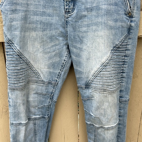 Cotton On Slim Denim Jogger Jeans Moto Style Distressed Sz 32 High Waist - Picture 4 of 7